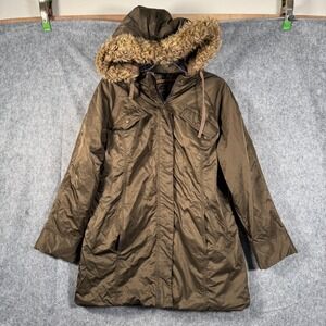 Y2K Old Navy Womens Hooded Faux Fur Trim Military Parka‎ Coat Size M Puffer Long